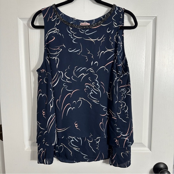 Juicy Couture Tops - Juicy Couture sleeveless layered chiffon top, bling at neck, flowy, loose, XL.